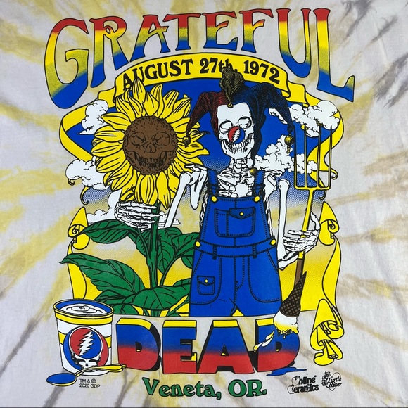Online Ceramics Grateful Dead Veneta Oregon 72 Concert Tie Dye T Shirt 2XL - Picture 4 of 8